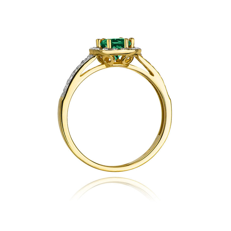 Inel Aur 14K cu Smarald 0.50 ct si Diamante Naturale 0.20 ct, imaginea 3 din 11
