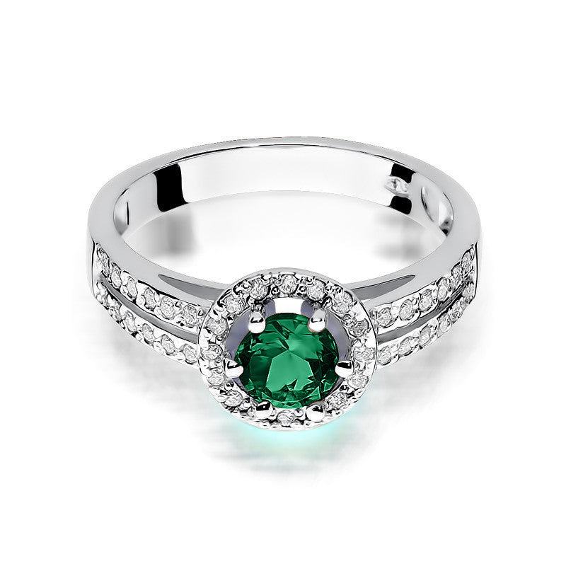 Inel Aur 14K cu Smarald 0.50 ct si Diamante Naturale 0.20 ct, imaginea 6 din 11