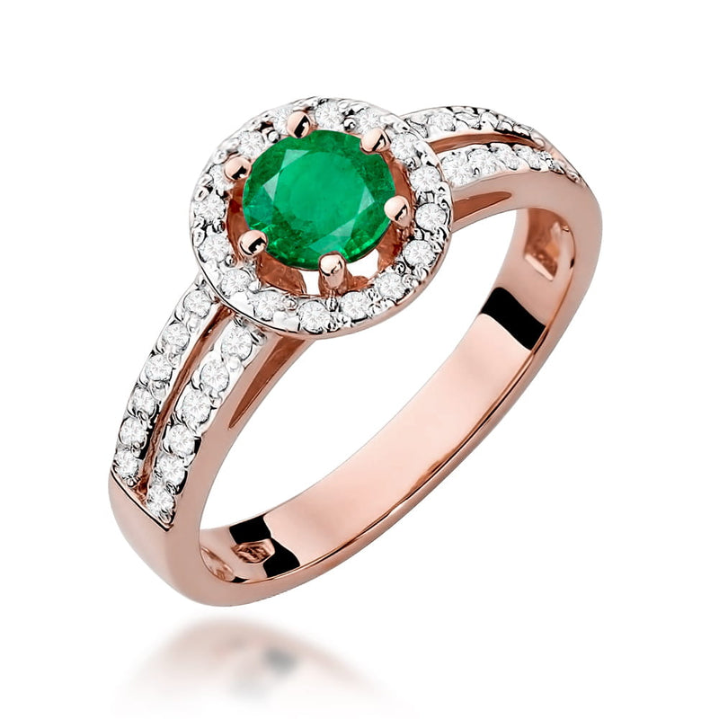Inel Aur 14K cu Smarald 0.50 ct si Diamante Naturale 0.20 ct, imaginea 8 din 11