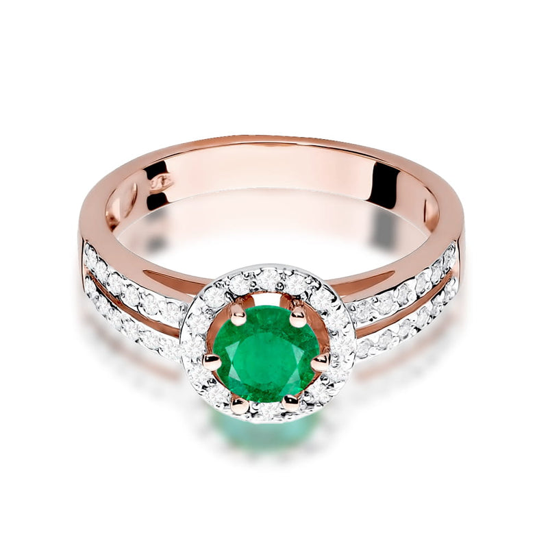 Inel Aur 14K cu Smarald 0.50 ct si Diamante Naturale 0.20 ct, imaginea 9 din 11