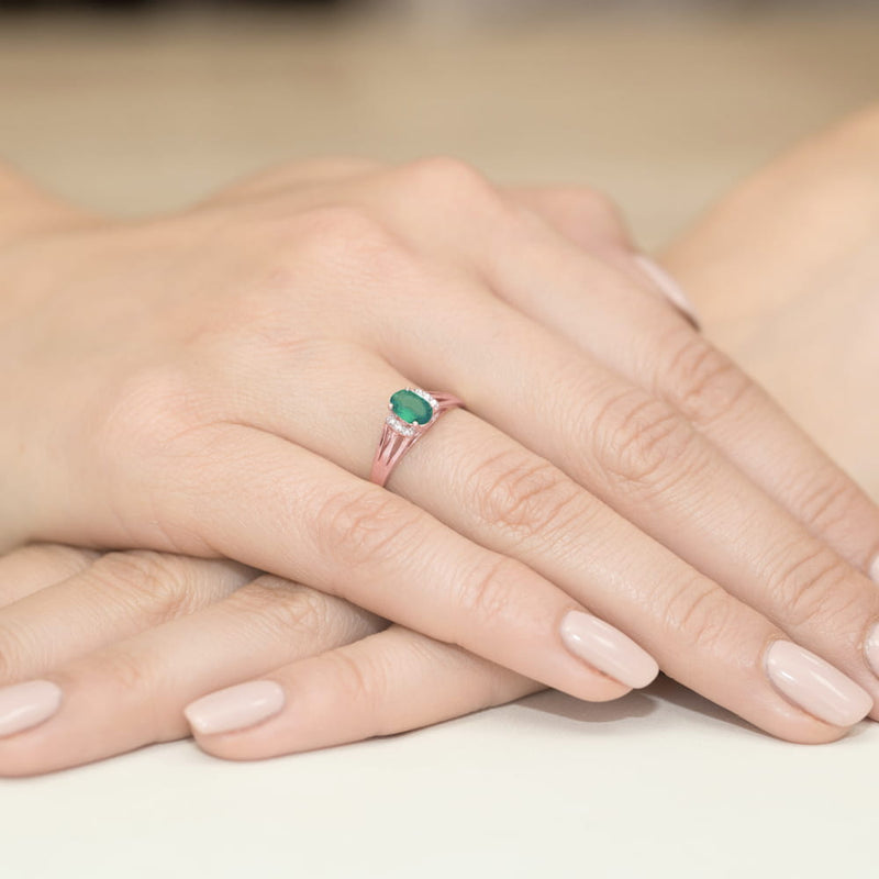Inel Aur 14K cu Smarald 0.40 ct si Diamante Naturale 0.05 ct, imaginea 11 din 11