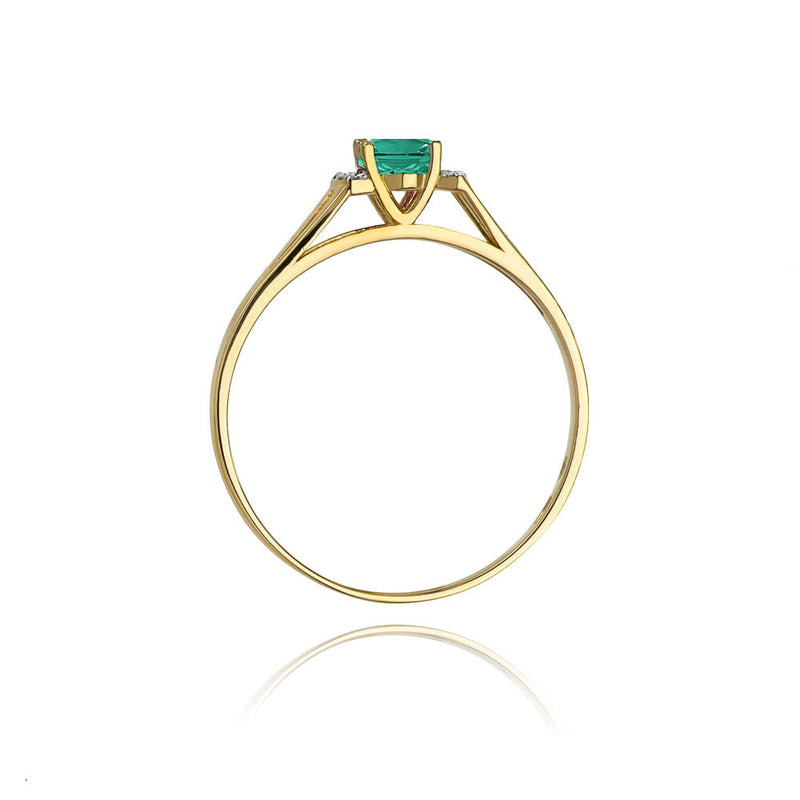 Inel Aur 14K cu Smarald 0.40 ct si Diamante Naturale 0.05 ct, imaginea 3 din 11