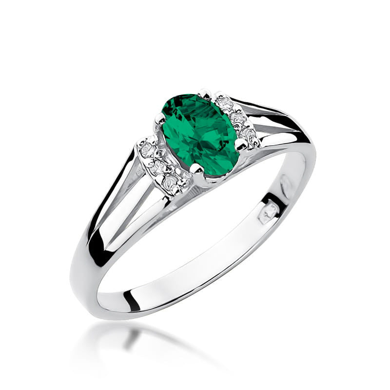 Inel Aur 14K cu Smarald 0.40 ct si Diamante Naturale 0.05 ct, imaginea 5 din 11