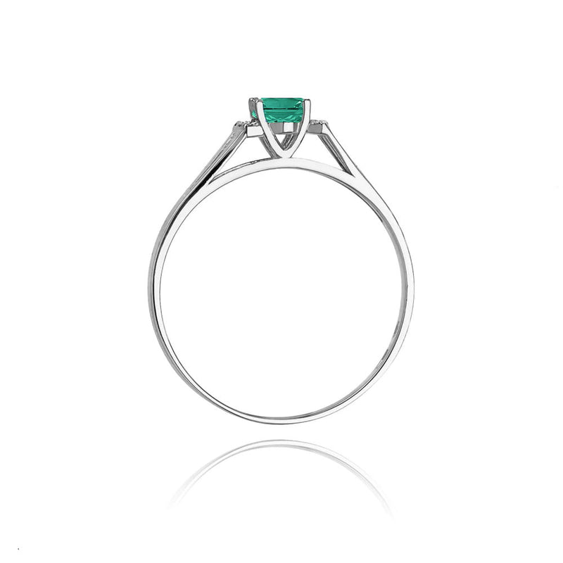 Inel Aur 14K cu Smarald 0.40 ct si Diamante Naturale 0.05 ct, imaginea 7 din 11