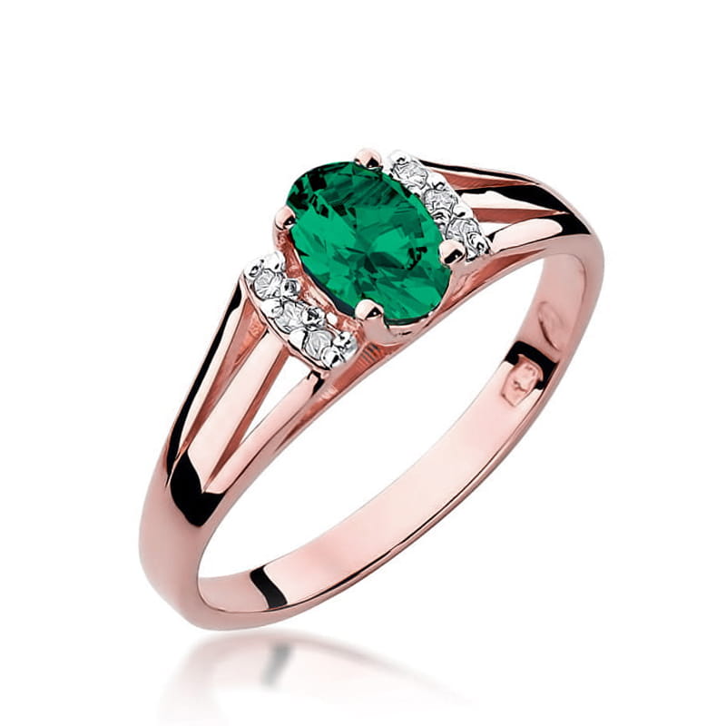 Inel Aur 14K cu Smarald 0.40 ct si Diamante Naturale 0.05 ct, imaginea 8 din 11