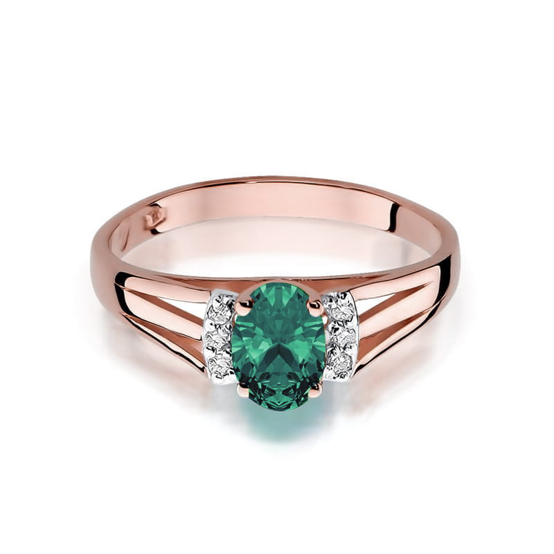 Inel Aur 14K cu Smarald 0.40 ct si Diamante Naturale 0.05 ct, imaginea 9 din 11