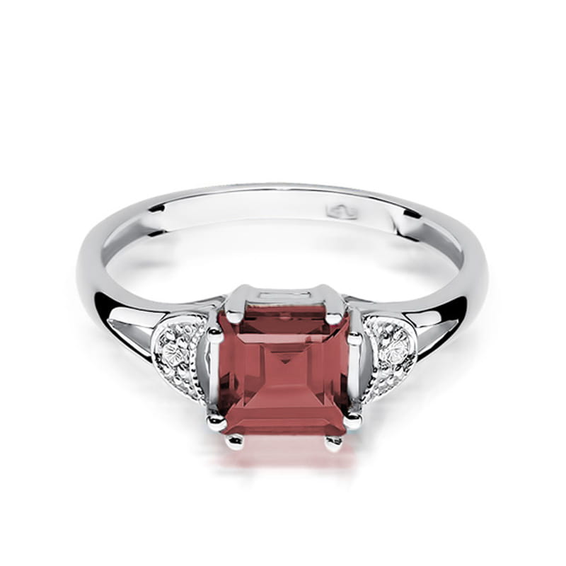Inel Aur 14K cu Granat 1.30 ct si Diamante Naturale 0.06 ct, imaginea 10 din 12