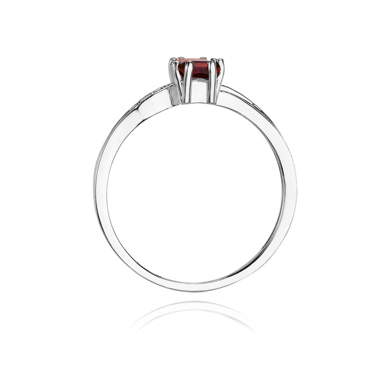 Inel Aur 14K cu Granat 0.70 ct si Diamante Naturale 0.03 ct, imaginea 7 din 11