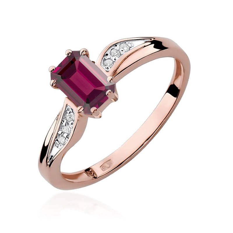 Inel Aur 14K cu Granat 0.70 ct si Diamante Naturale 0.03 ct, imaginea 8 din 11