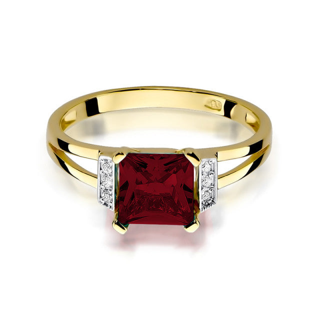 Inel Aur 14K cu Granat 1.30 ct si Diamante Naturale 0.03 ct, imaginea 2 din 10