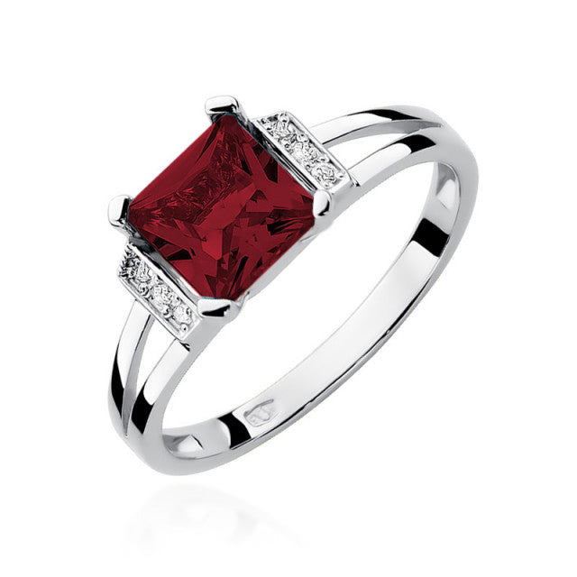 Inel Aur 14K cu Granat 1.30 ct si Diamante Naturale 0.03 ct, imaginea 5 din 10