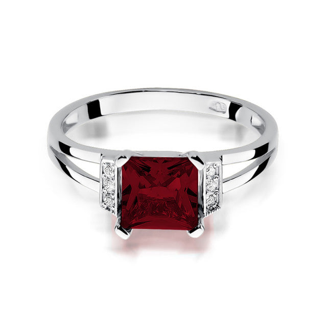 Inel Aur 14K cu Granat 1.30 ct si Diamante Naturale 0.03 ct, imaginea 6 din 10
