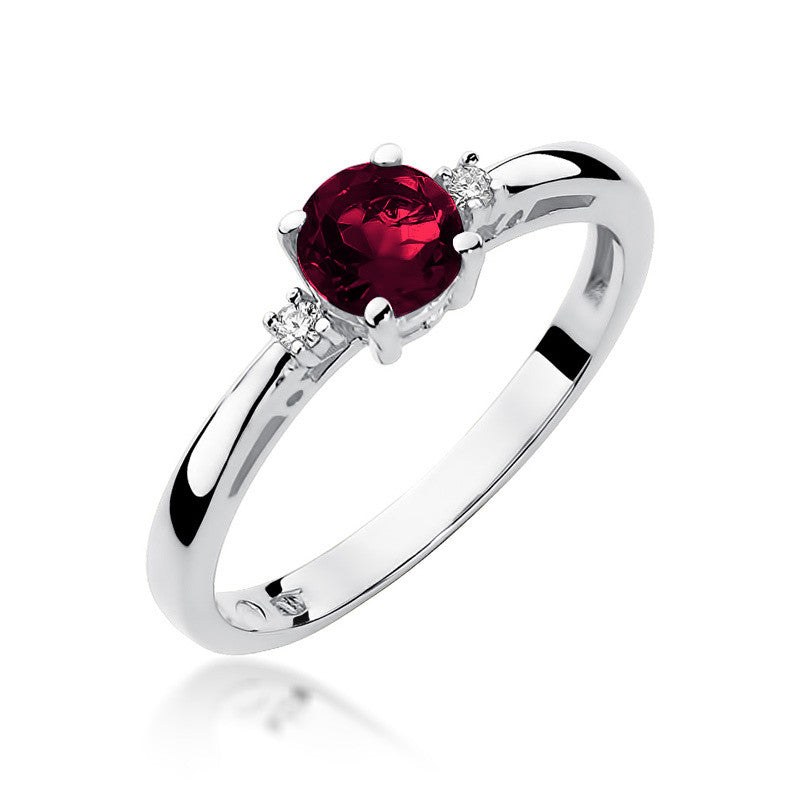 Inel Aur 14K cu Granat 0.60 ct si Diamante Naturale 0.03 ct, imaginea 5 din 10