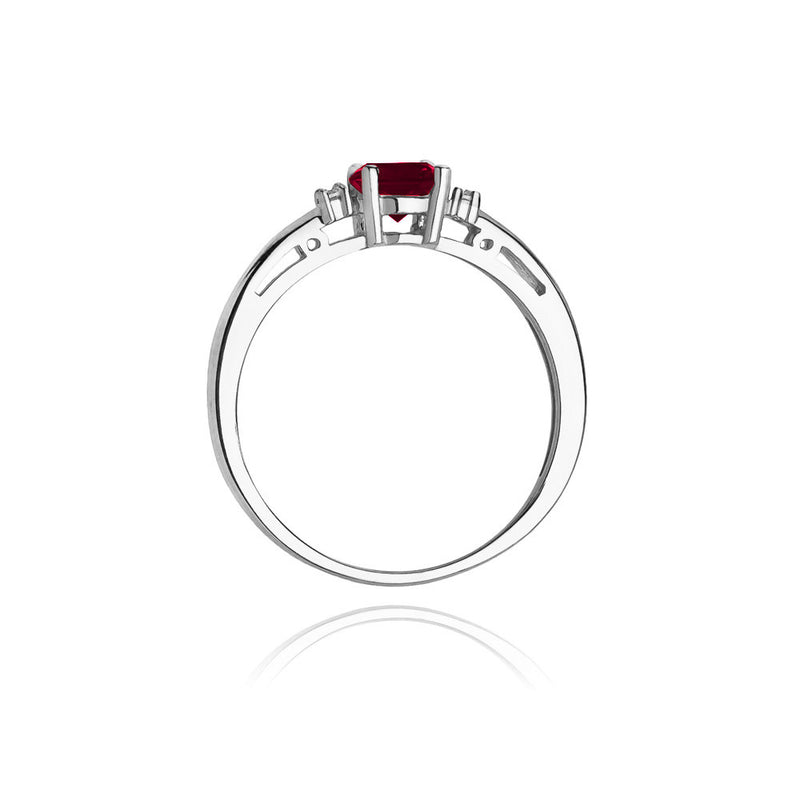 Inel Aur 14K cu Granat 0.60 ct si Diamante Naturale 0.03 ct, imaginea 7 din 10