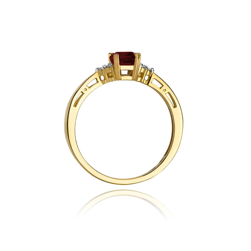 Inel Aur 14K cu Granat 0.70 ct si Diamante Naturale 0.03 ct, imaginea 3 din 9