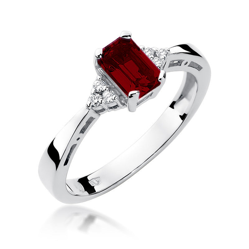 Inel Aur 14K cu Granat 0.70 ct si Diamante Naturale 0.03 ct, imaginea 4 din 9