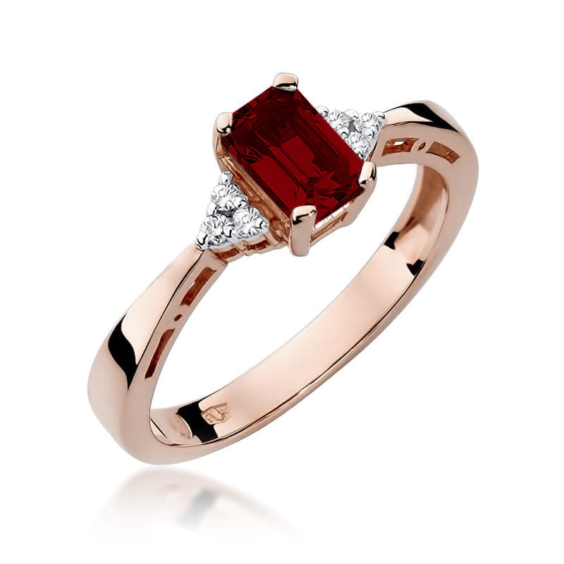 Inel Aur 14K cu Granat 0.70 ct si Diamante Naturale 0.03 ct, imaginea 7 din 9