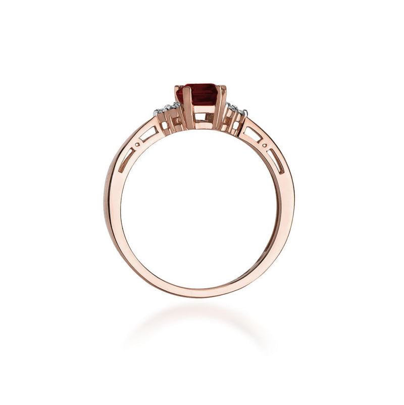 Inel Aur 14K cu Granat 0.70 ct si Diamante Naturale 0.03 ct, imaginea 9 din 9
