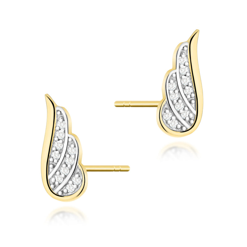 Cercei Aur 14K cu Diamante Naturale 0.10 ct — Aur galben