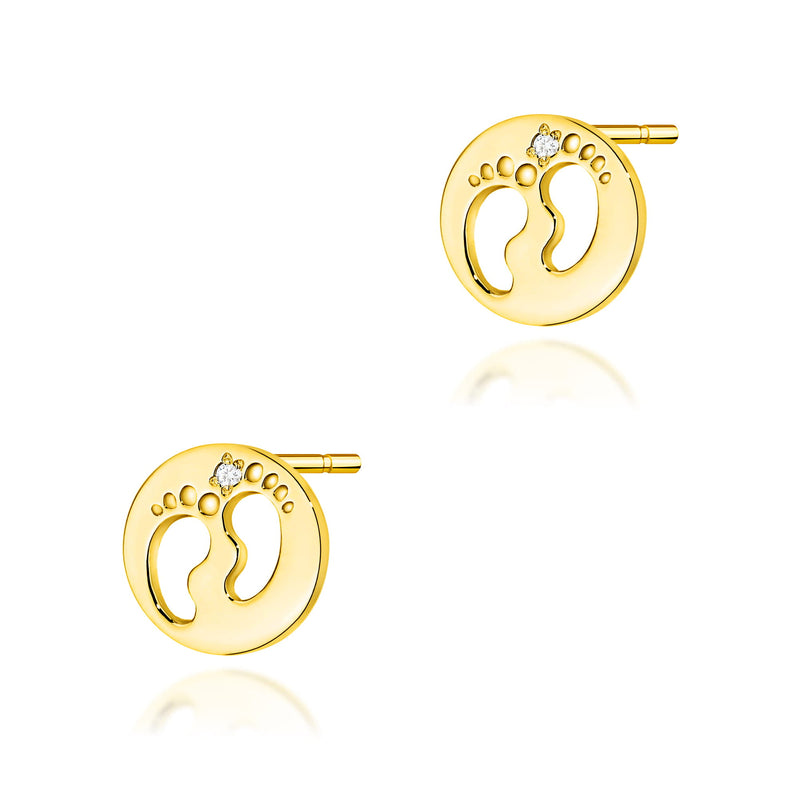 Cercei Aur 14K cu Diamante Naturale 0.01 ct — Aur galben