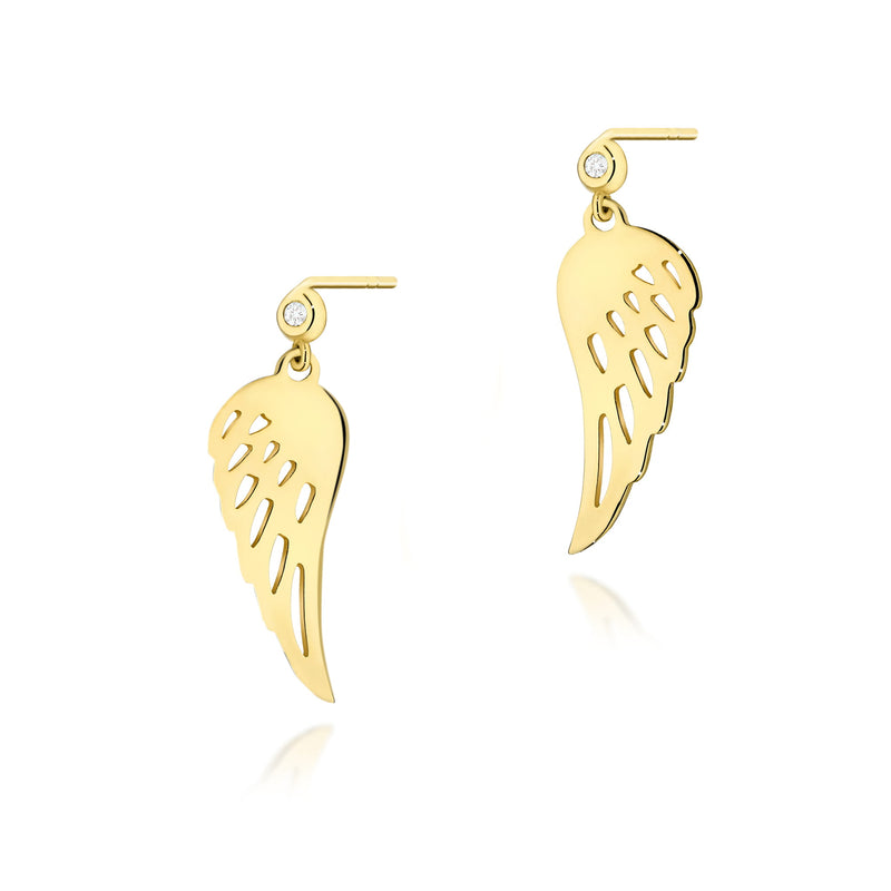 Cercei Aur 14K cu Diamante Naturale 0.03 ct — Aur galben