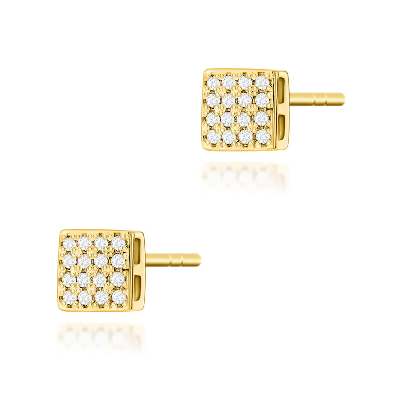 Cercei Aur 14K cu Diamante Naturale 0.16 ct — Aur galben
