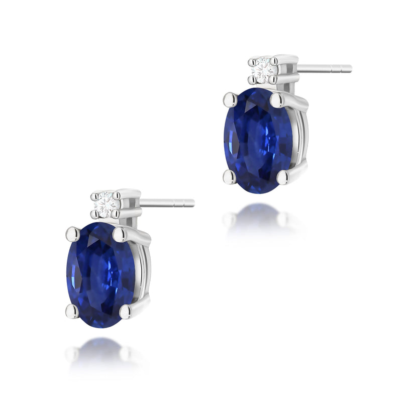 Cercei Aur 14K cu Safir 0.70 ct si Diamante Naturale 0.03 ct, imaginea 4 din 9