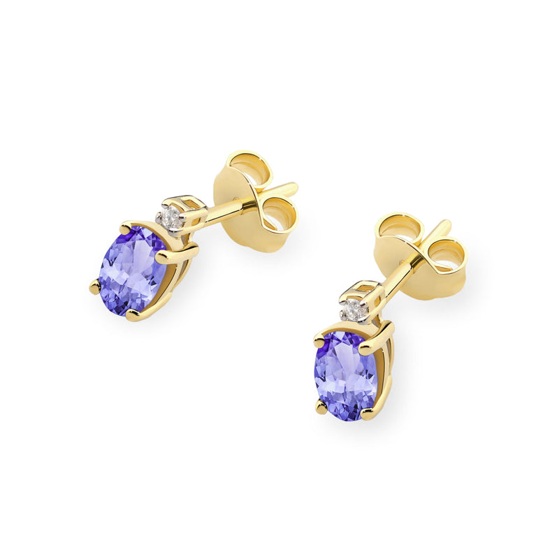 Cercei Aur 14K cu Tanzanit 0.40 ct si Diamante Naturale 0.03 ct, imaginea 2 din 9