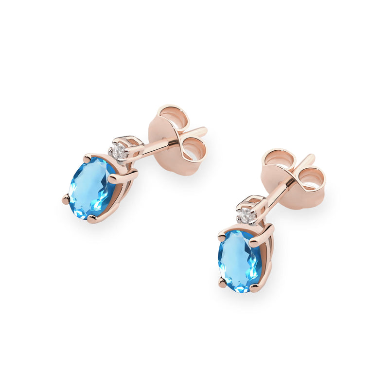 Cercei Aur 14K cu Topaz London Blue 0.50 ct si Diamante Naturale 0.03 ct, imaginea 8 din 9