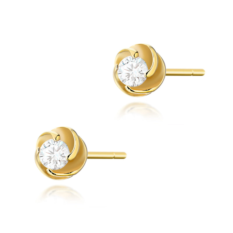 Cercei Aur 14K cu Diamant Natural 0.10 ct — Aur galben