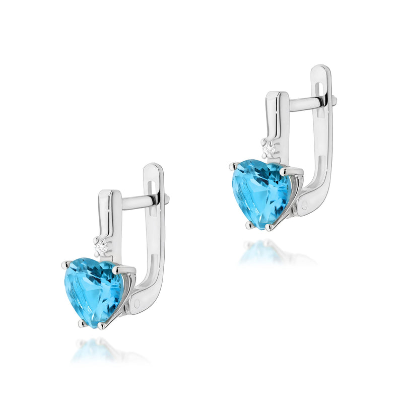 Cercei Aur 14K cu Topaz Swiss 1.20 ct si Diamante Naturale 0.03 ct, imaginea 4 din 4