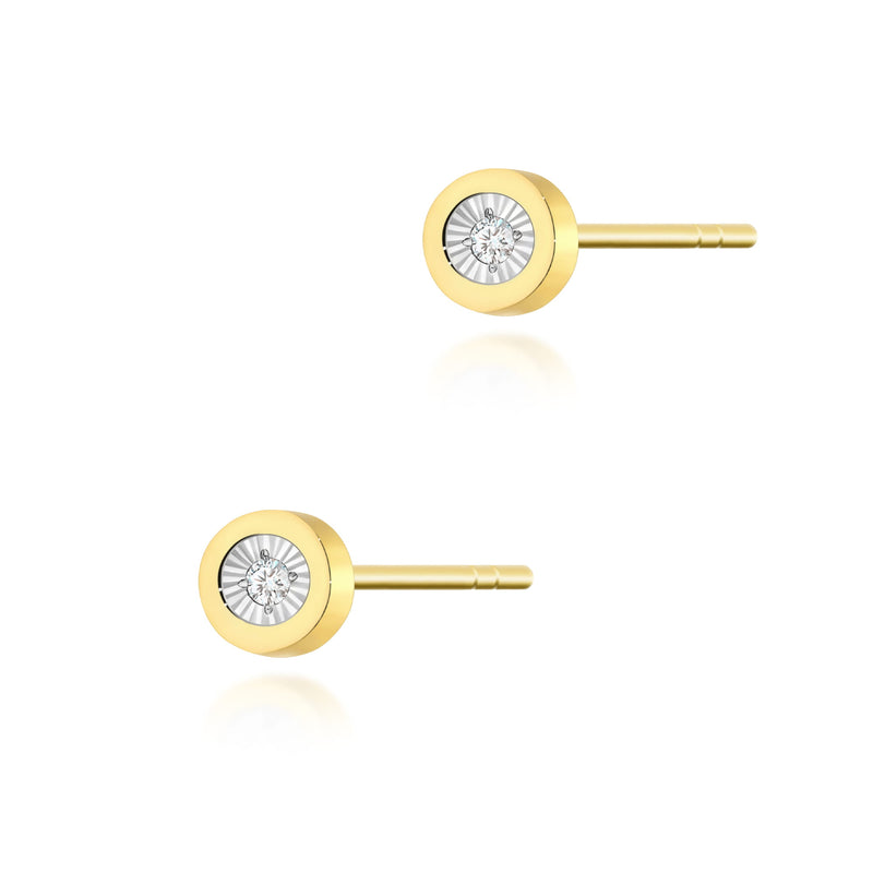 Cercei Aur 14K cu Diamante Naturale 0.03 ct — Aur galben