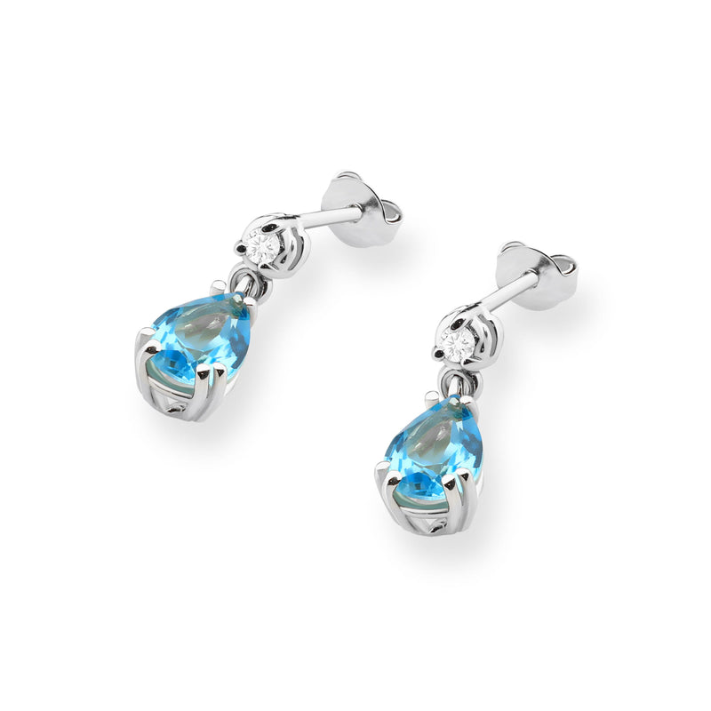 Cercei Aur 14K cu Topaz Swiss 0.90 ct si Diamante Naturale 0.04 ct, imaginea 6 din 6