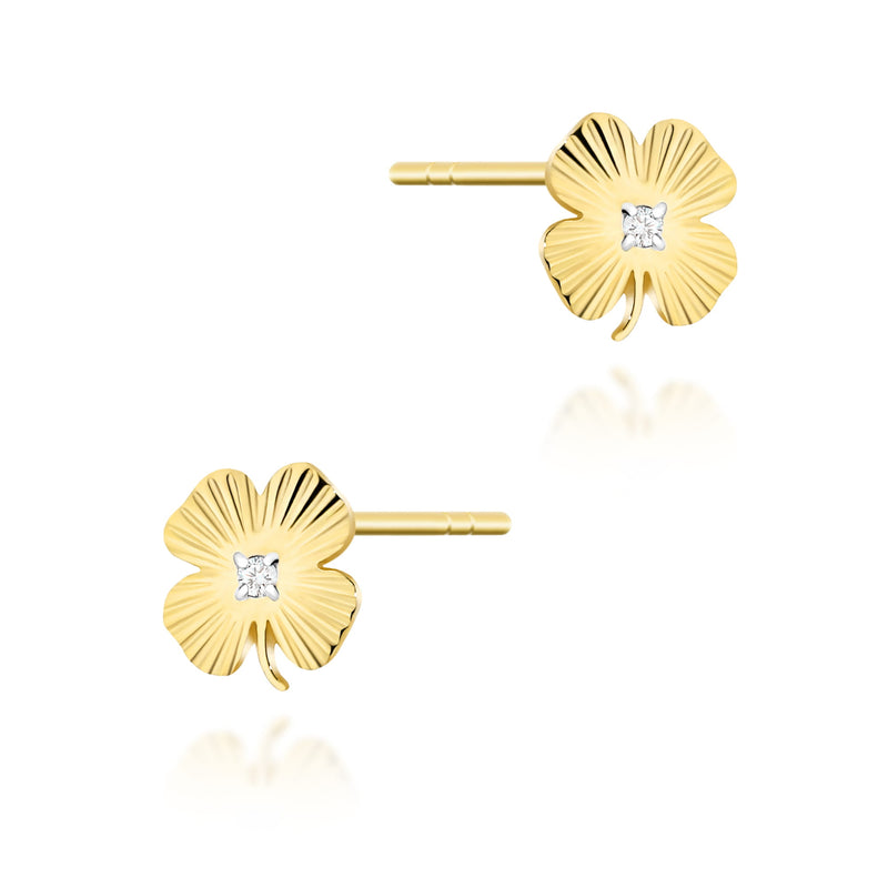 Cercei Aur 14K cu Diamante Naturale 0.01 ct — Aur galben