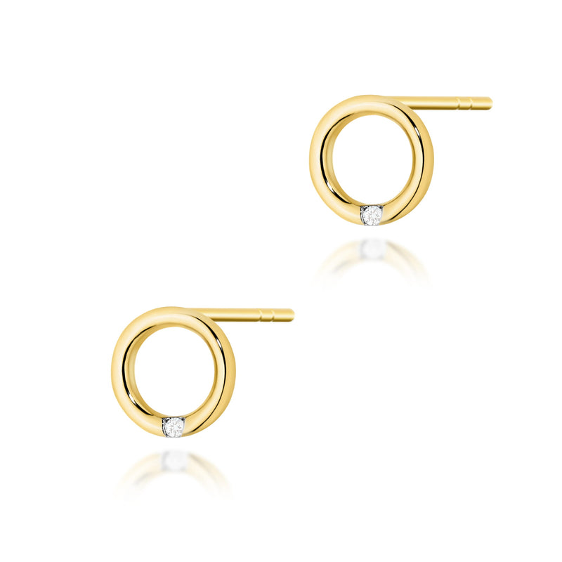 Cercei Aur 14K cu Diamante Naturale 0.01 ct — Aur galben
