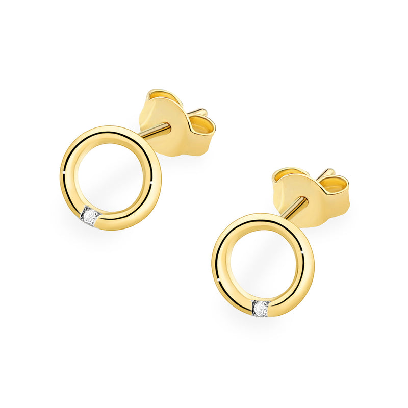 Cercei Aur 14K cu Diamante Naturale 0.01 ct, imaginea 2 din 10