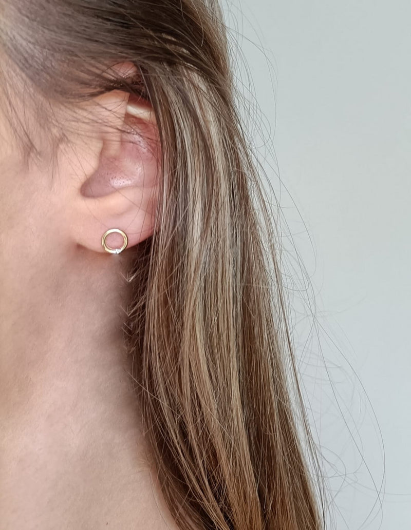 Cercei Aur 14K cu Diamante Naturale 0.01 ct, imaginea 4 din 10