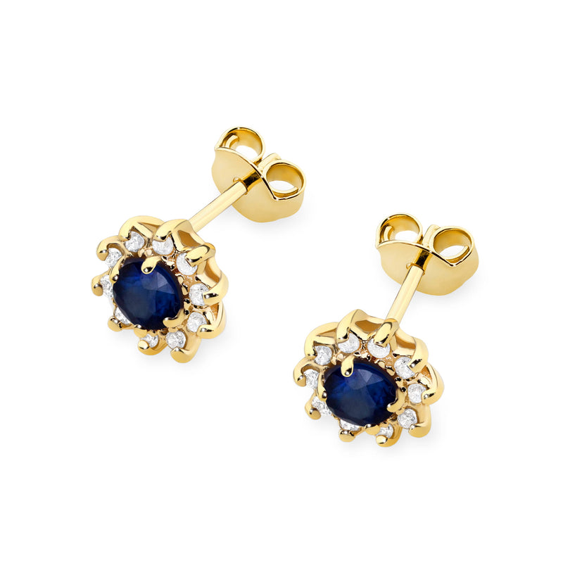 Cercei Aur 14K cu Safir 0.15 ct si Diamante Naturale 0.17 ct, imaginea 2 din 6