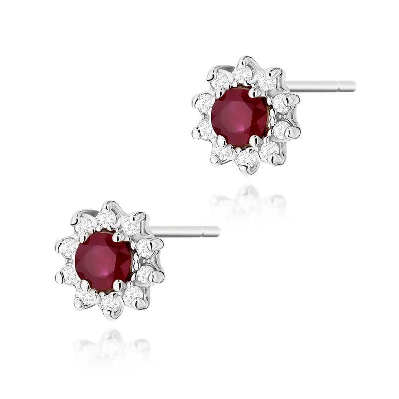 Cercei Aur 14K cu Rubin 0.15 ct si Diamante Naturale 0.17 ct, imaginea 3 din 6