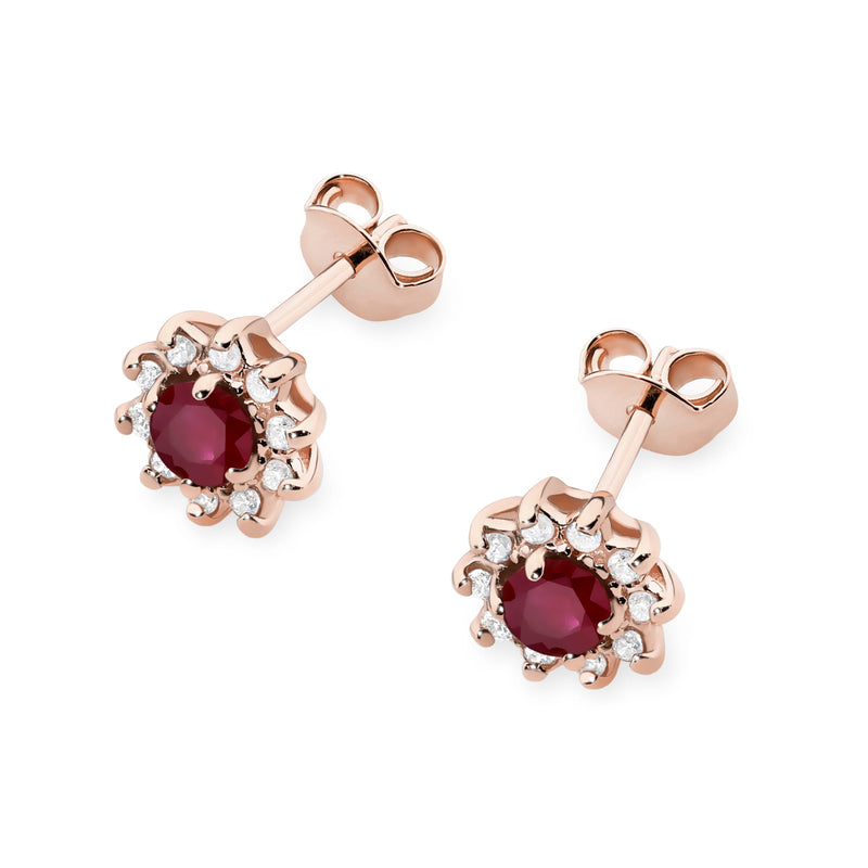 Cercei Aur 14K cu Rubin 0.15 ct si Diamante Naturale 0.17 ct, imaginea 6 din 6