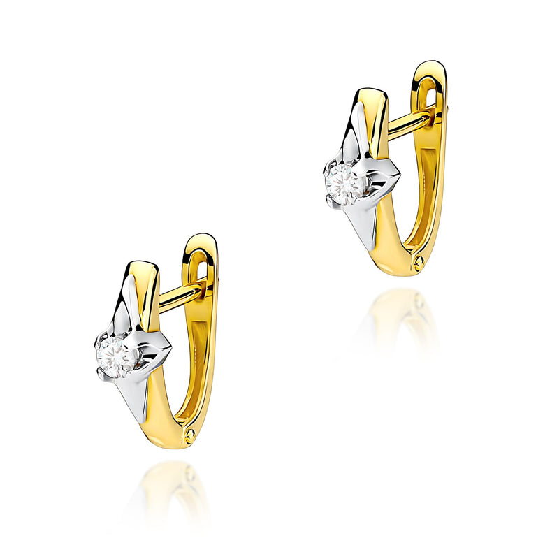 Cercei Aur 14K cu Diamant Natural 0.08 ct — Aur galben