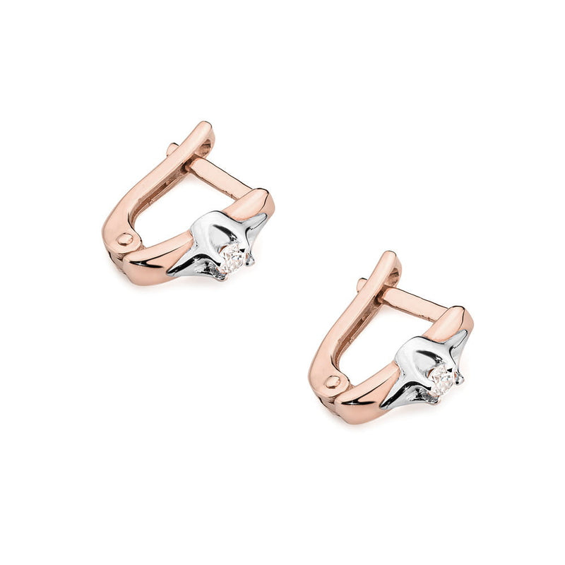 Cercei Aur 14K cu Diamant Natural 0.04 ct, imaginea 4 din 6