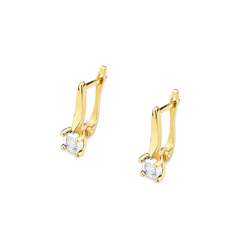 Cercei Aur 14K cu Diamant Natural 0.08 ct, imaginea 1 din 5