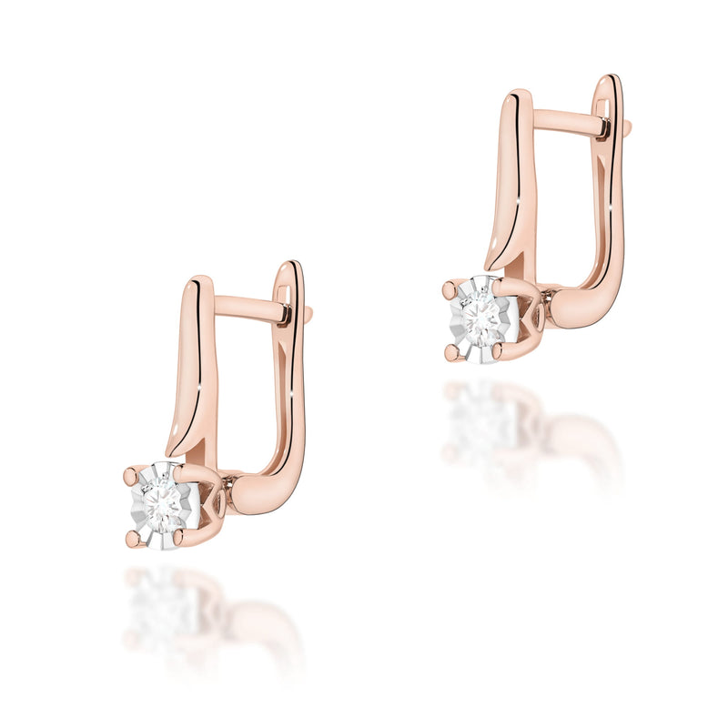 Cercei Aur 14K cu Diamant Natural 0.08 ct, imaginea 5 din 5