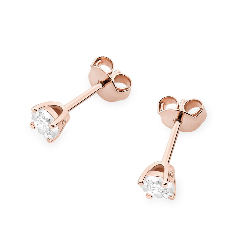 Cercei Aur 14K cu Diamant Natural 0.08 ct, imaginea 6 din 6