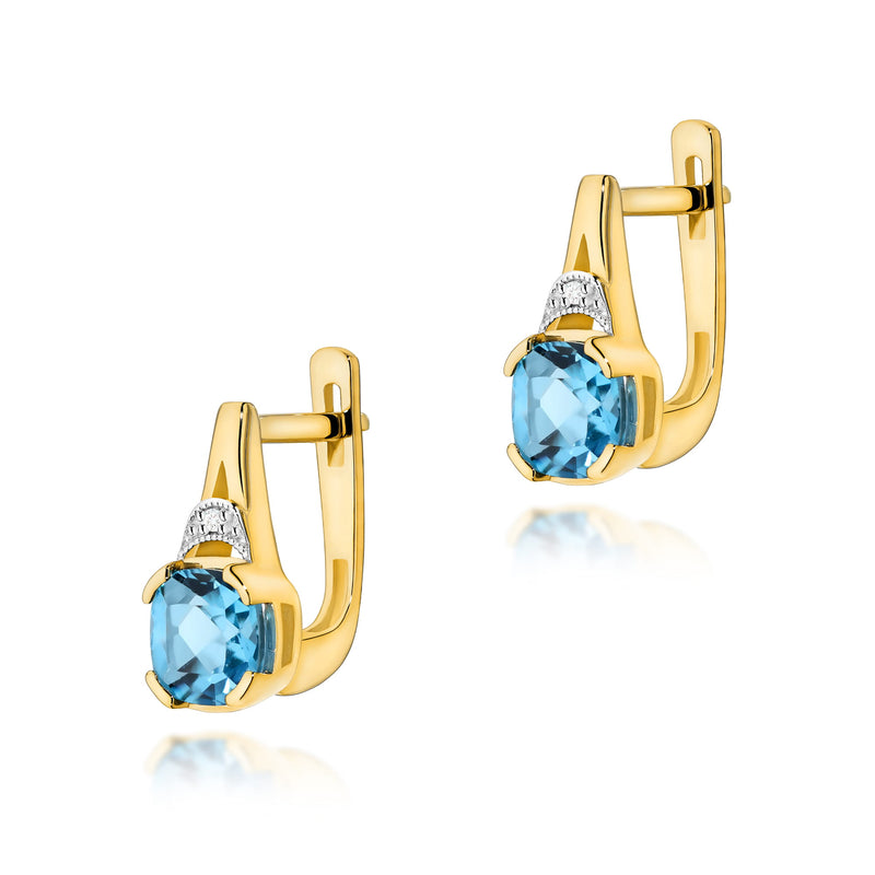 Cercei Aur 14K cu Topaz Swiss 1.10 ct si Diamante Naturale 0.01 ct — Aur galben