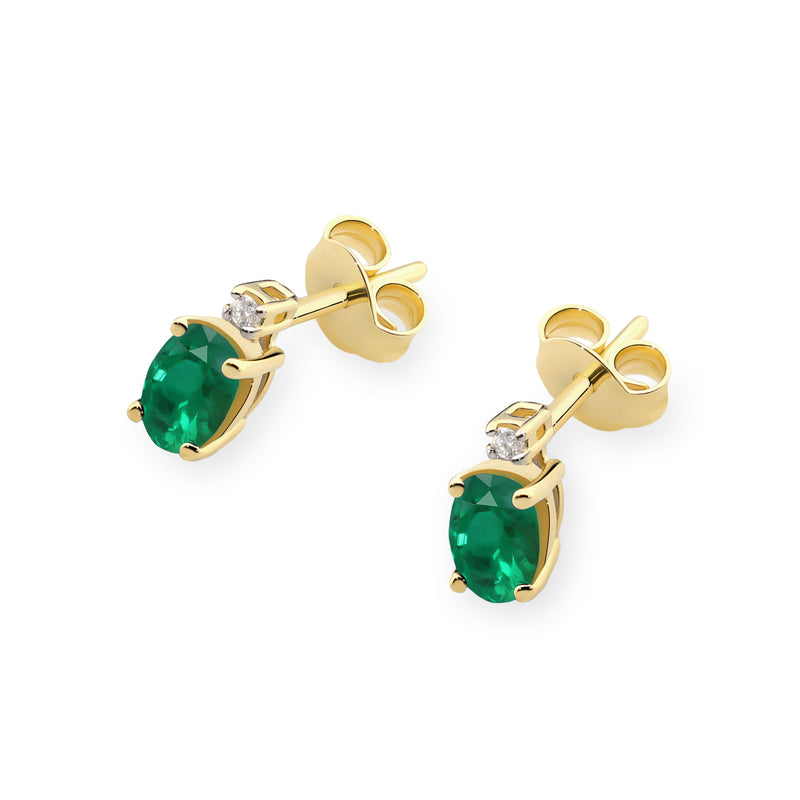 Cercei Aur 14K cu Smarald 0.40 ct si Diamante Naturale 0.03 ct, imaginea 2 din 8