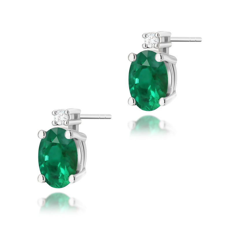 Cercei Aur 14K cu Smarald 0.40 ct si Diamante Naturale 0.03 ct, imaginea 4 din 8