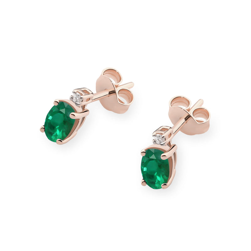 Cercei Aur 14K cu Smarald 0.40 ct si Diamante Naturale 0.03 ct, imaginea 7 din 8