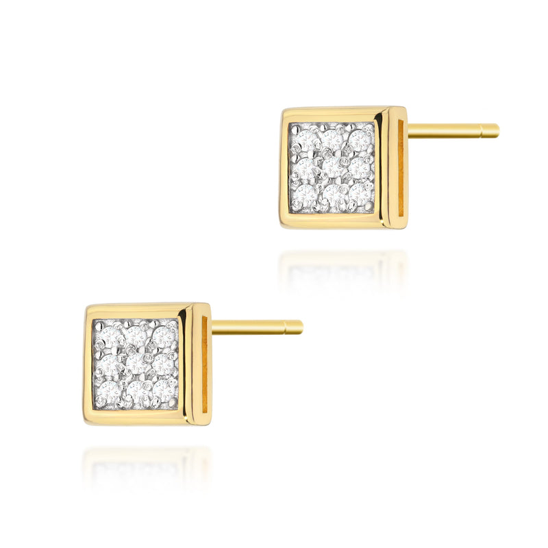 Cercei Aur 14K cu Diamante Naturale 0.09 ct — Aur galben